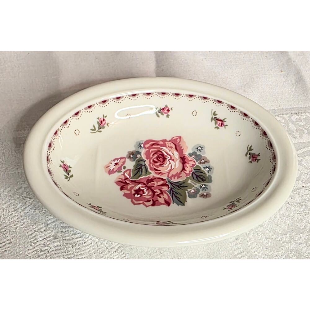 Andre Richard "Country Classic Rose" Ceramic Floral Pattern Oval Soap Dish